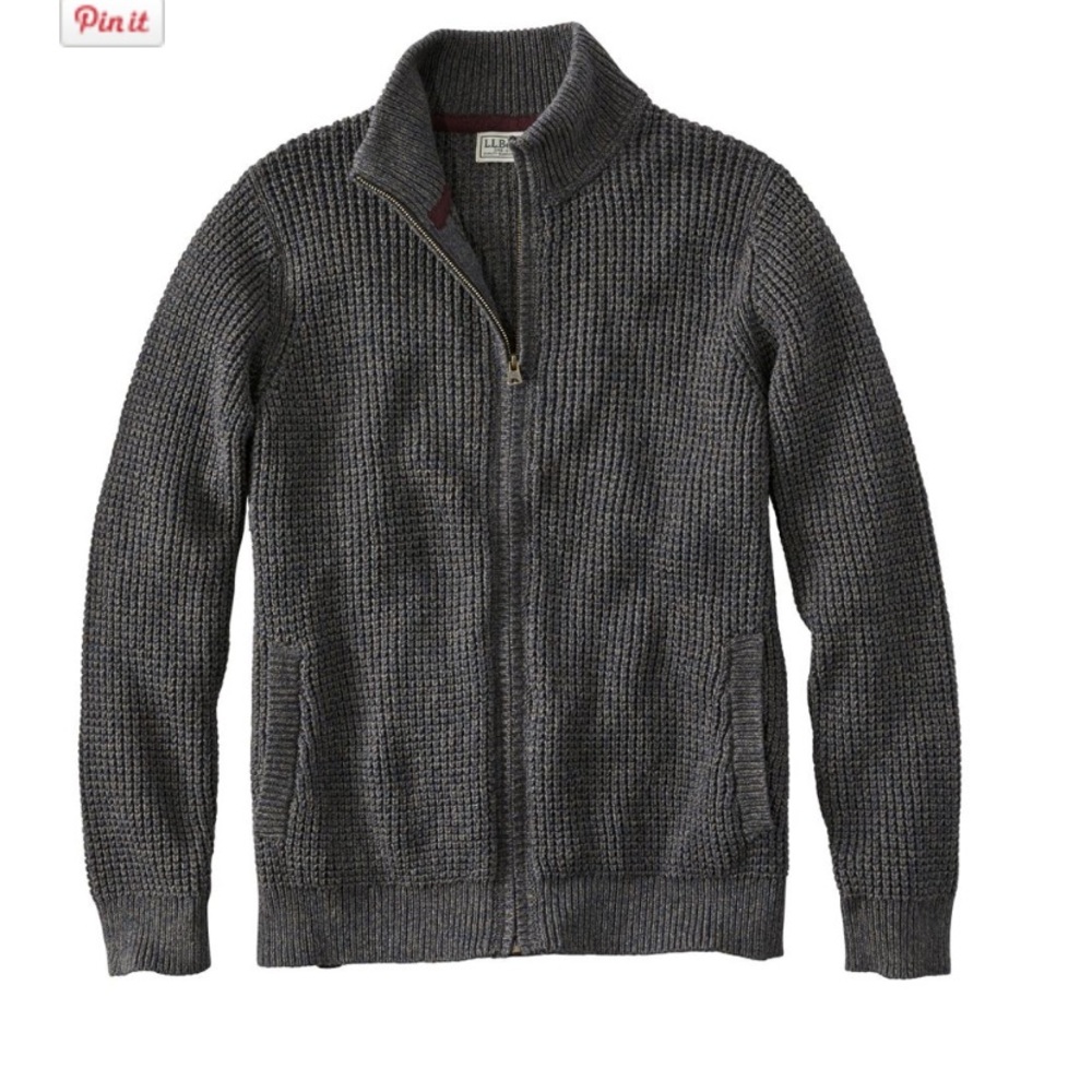 NWT LL Bean Men’s Cotton Full-Zip Sweater, size XL